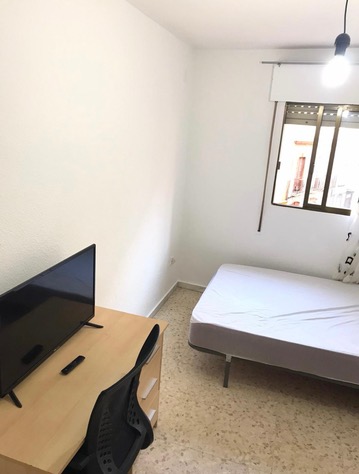Habitación H44 · zona de estudio, TV y cama